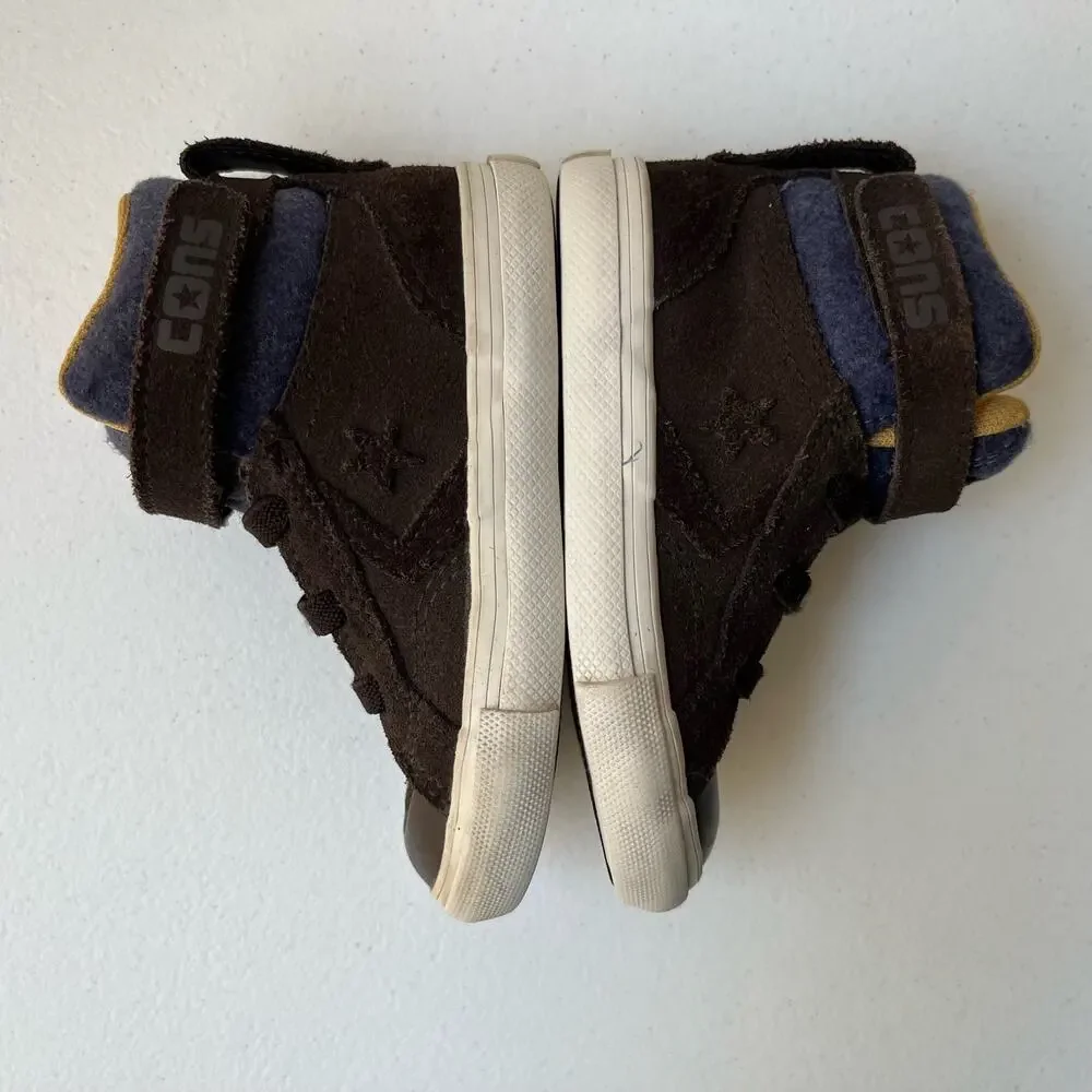 Converse Kids Pro Blaze High Top Leather Sneakers Brown Blue Infant Size 7